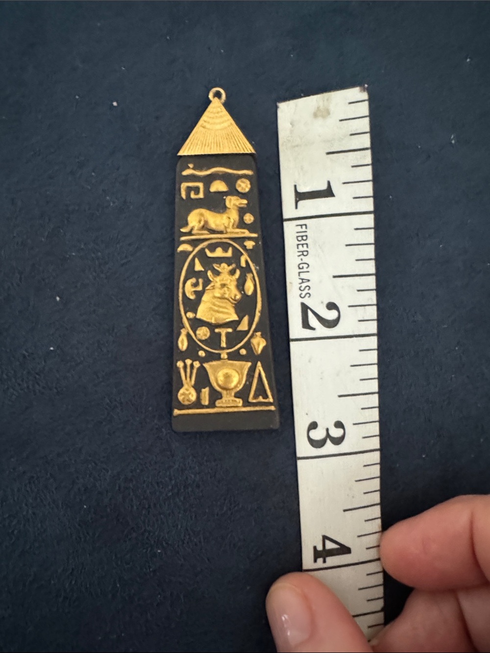 Wedgwood Gold and Black Egyptian Obelisk Pendant - Picture 7 of 8